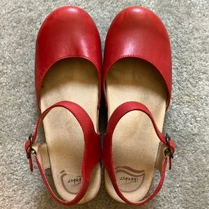 Dansko Sam Red Leather Mary Jane Clog 38